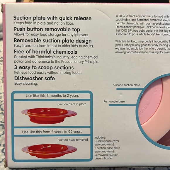New in Original Box thinkbaby Convertible Suction Plate in Pink - Picture 6 of 11